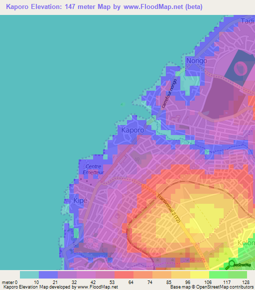 Kaporo,Guinea Elevation Map