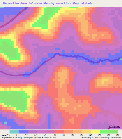 Kapey,Guinea Elevation Map