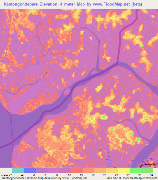 Kantongondebere,Guinea Elevation Map