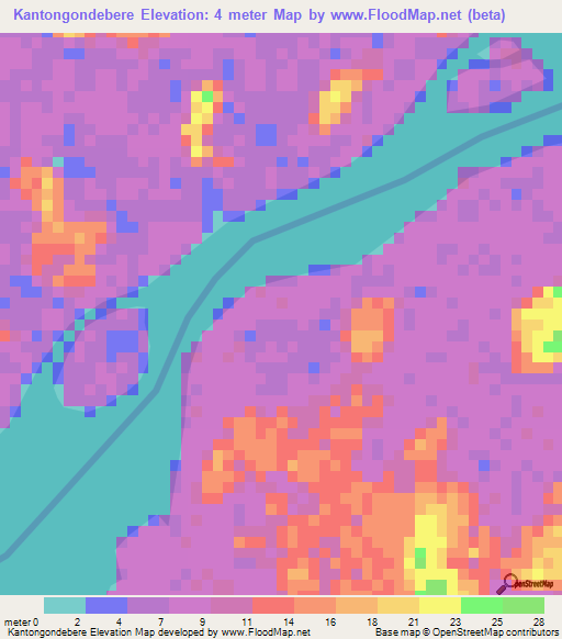 Kantongondebere,Guinea Elevation Map