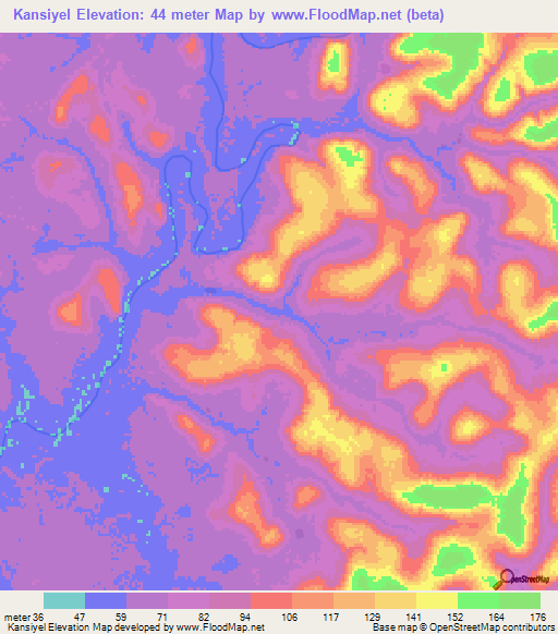 Kansiyel,Guinea Elevation Map