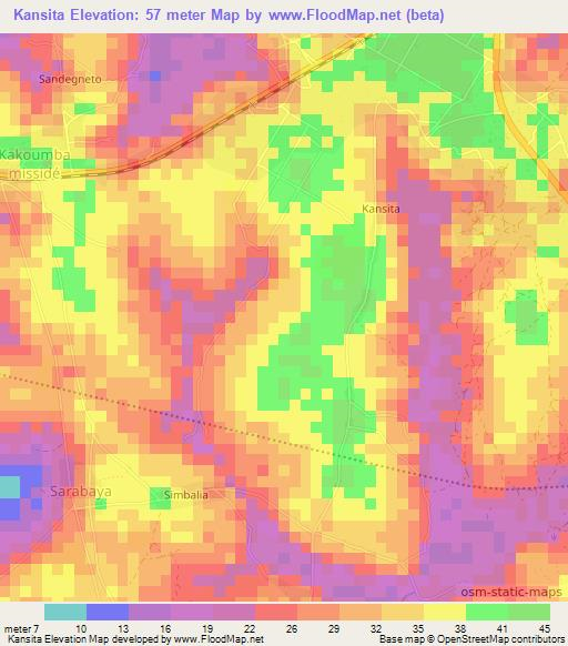 Kansita,Guinea Elevation Map