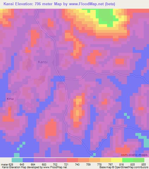 Kansi,Guinea Elevation Map