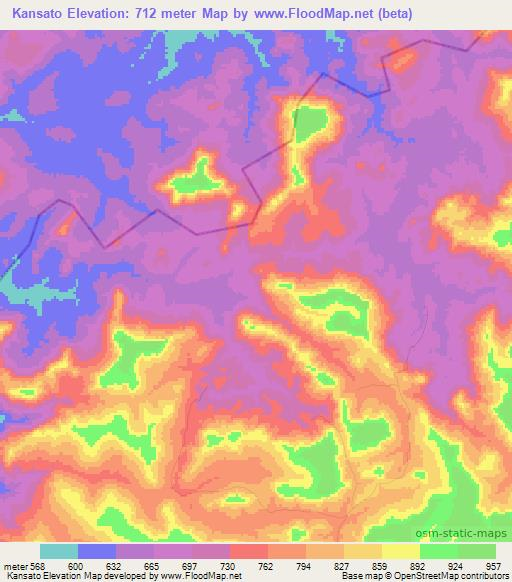 Kansato,Guinea Elevation Map