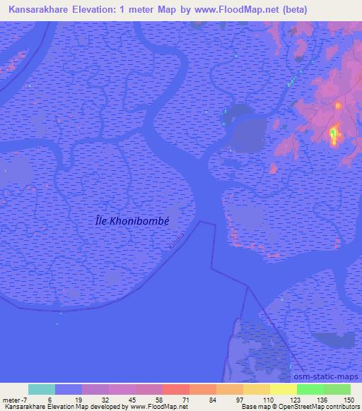 Kansarakhare,Guinea Elevation Map