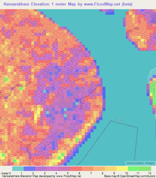 Kansarakhare,Guinea Elevation Map