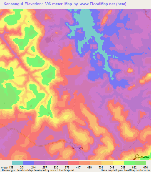 Kansangui,Guinea Elevation Map