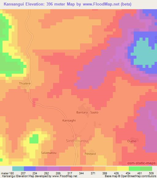 Kansangui,Guinea Elevation Map