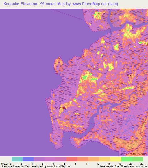 Kanonke,Guinea Elevation Map