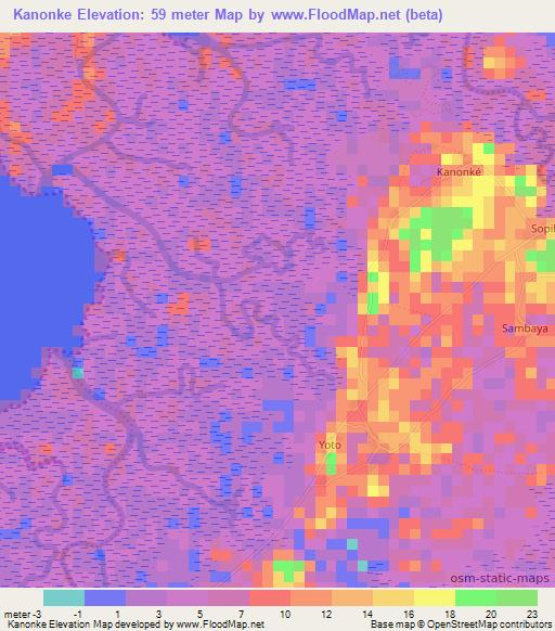 Kanonke,Guinea Elevation Map