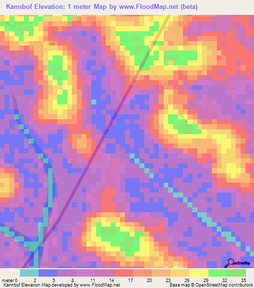 Kannbof,Guinea Elevation Map