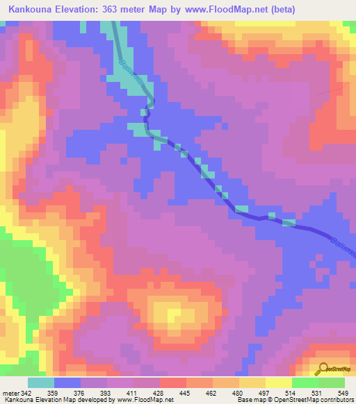 Kankouna,Guinea Elevation Map