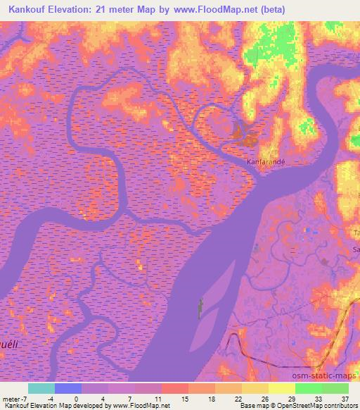 Kankouf,Guinea Elevation Map