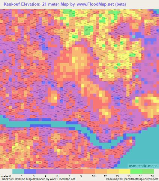 Kankouf,Guinea Elevation Map