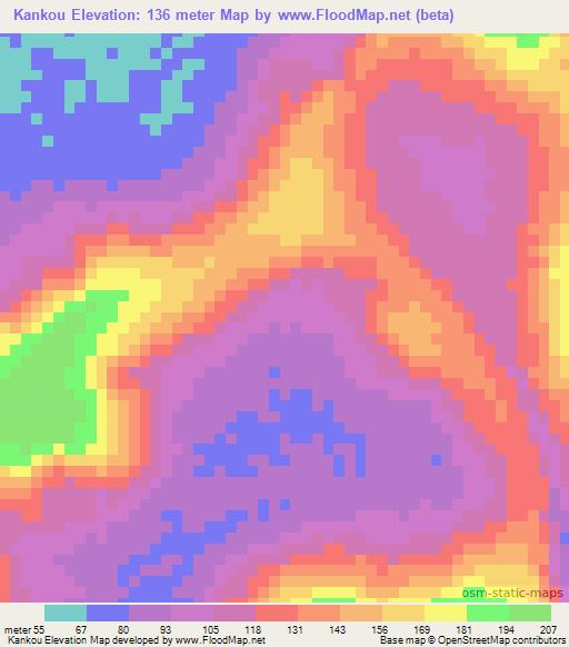 Kankou,Guinea Elevation Map