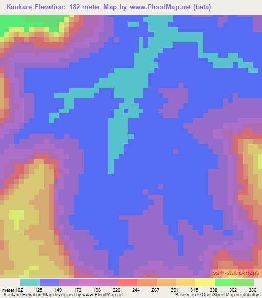 Kankare,Guinea Elevation Map