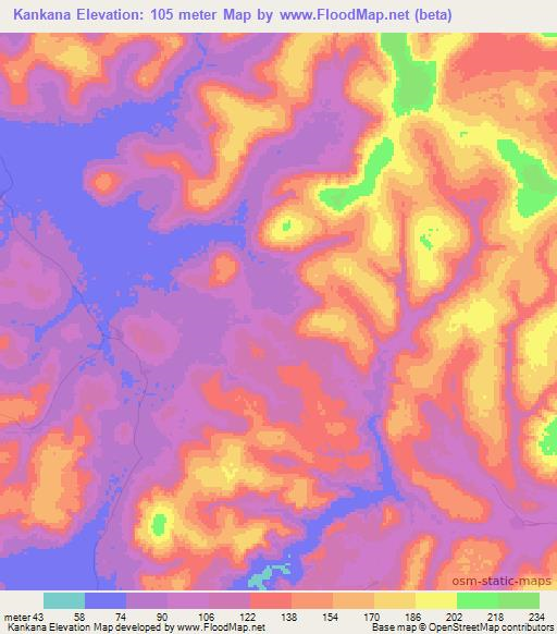 Kankana,Guinea Elevation Map