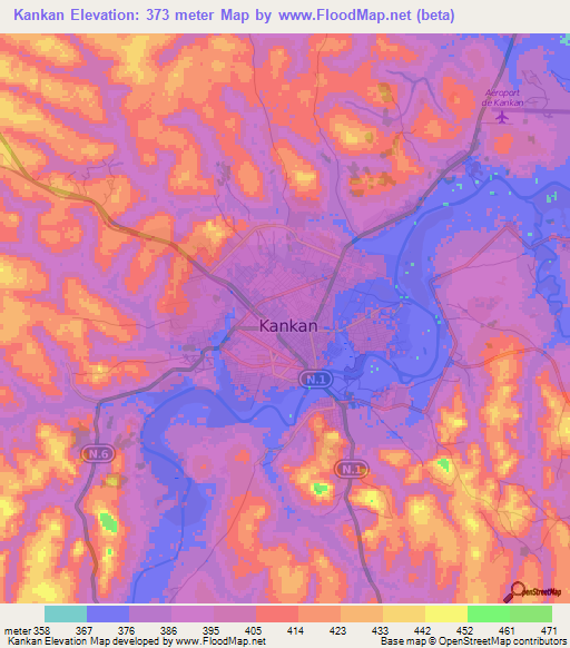 Kankan,Guinea Elevation Map