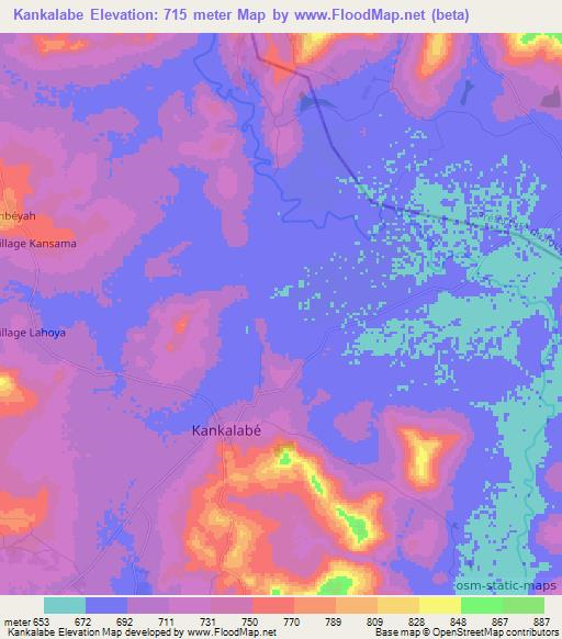 Kankalabe,Guinea Elevation Map