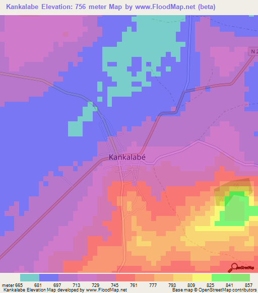 Kankalabe,Guinea Elevation Map