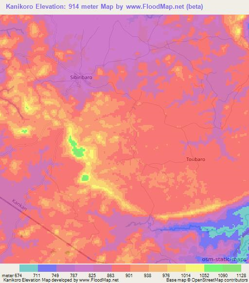 Kanikoro,Guinea Elevation Map