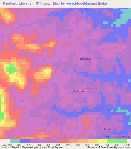 Kanikoro,Guinea Elevation Map