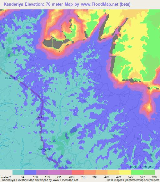 Kanderiya,Guinea Elevation Map