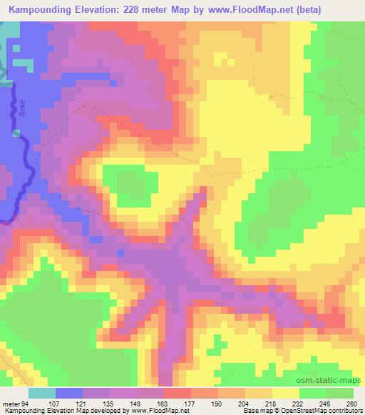 Kampounding,Guinea Elevation Map