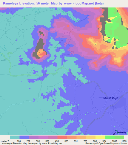 Kameleya,Guinea Elevation Map