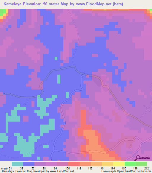 Kameleya,Guinea Elevation Map