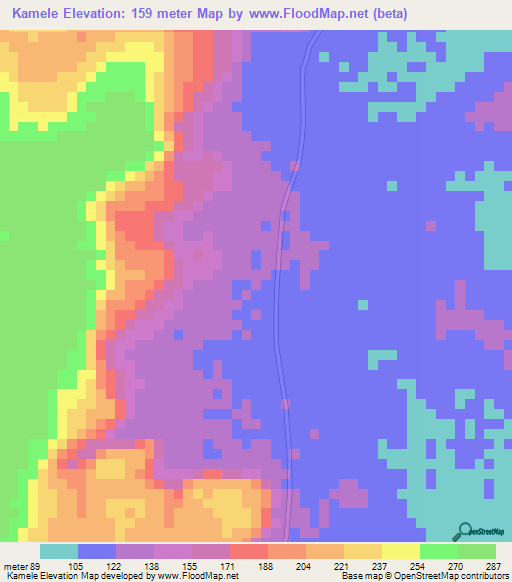 Kamele,Guinea Elevation Map