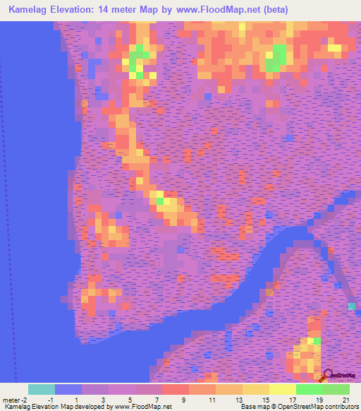 Kamelag,Guinea Elevation Map