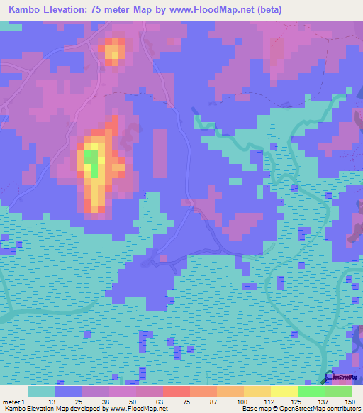 Kambo,Guinea Elevation Map