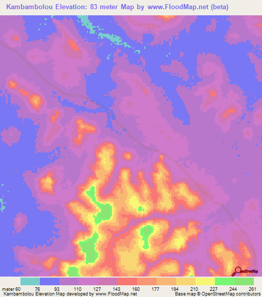 Kambambolou,Guinea Elevation Map