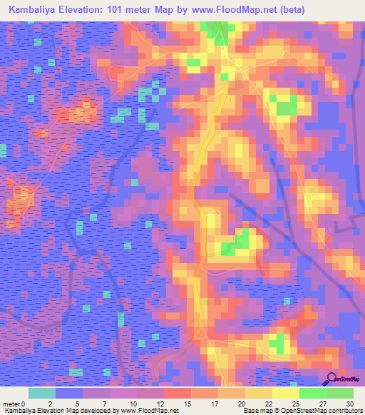 Kambaliya,Guinea Elevation Map