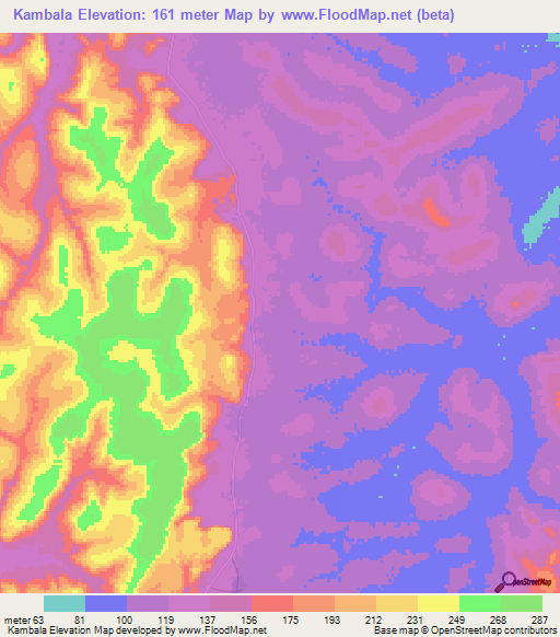 Kambala,Guinea Elevation Map