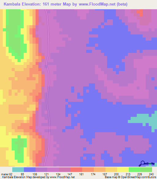 Kambala,Guinea Elevation Map