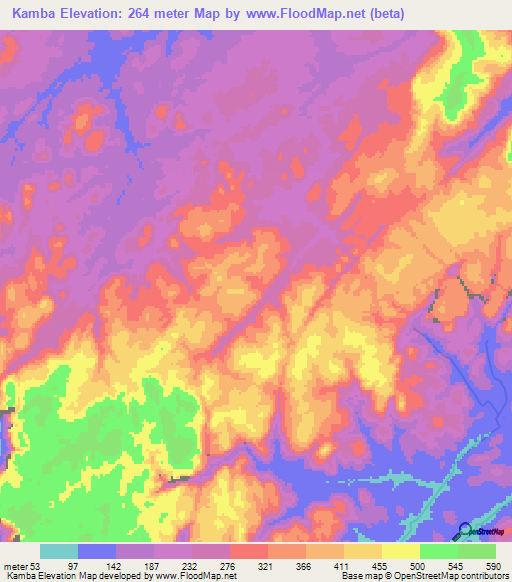 Kamba,Guinea Elevation Map