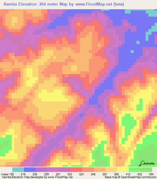 Kamba,Guinea Elevation Map