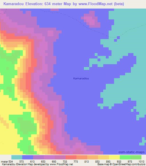 Kamaradou,Guinea Elevation Map