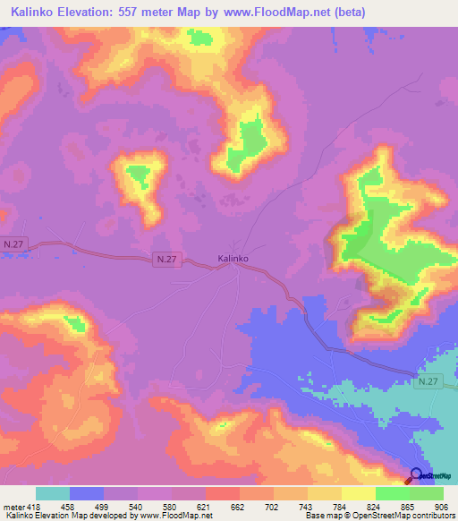 Kalinko,Guinea Elevation Map