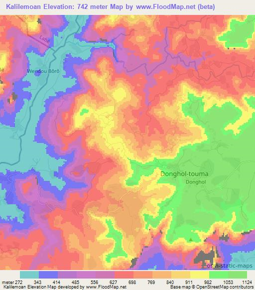 Kalilemoan,Guinea Elevation Map