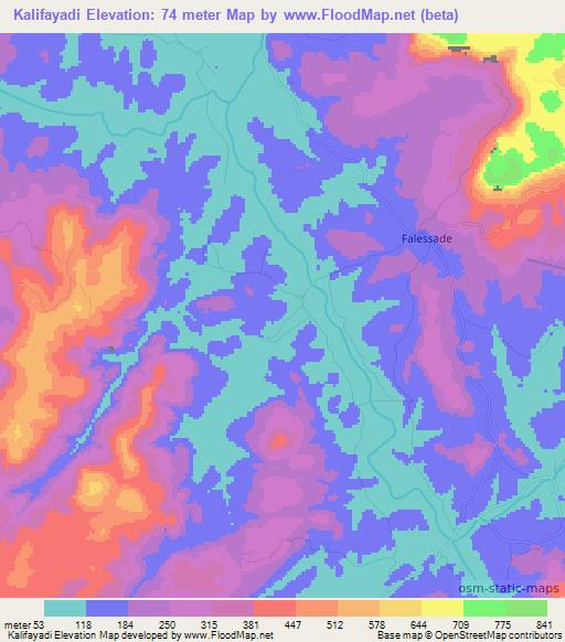 Kalifayadi,Guinea Elevation Map