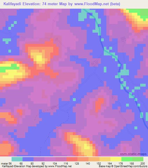 Kalifayadi,Guinea Elevation Map