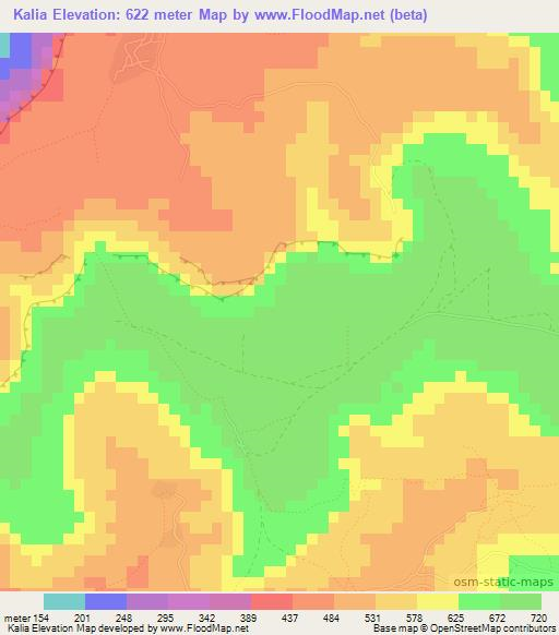 Kalia,Guinea Elevation Map