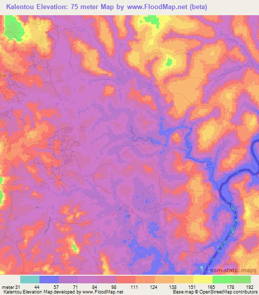 Kalentou,Guinea Elevation Map