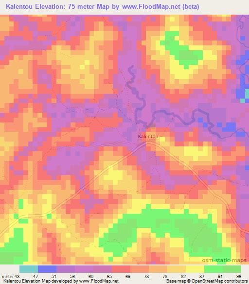 Kalentou,Guinea Elevation Map