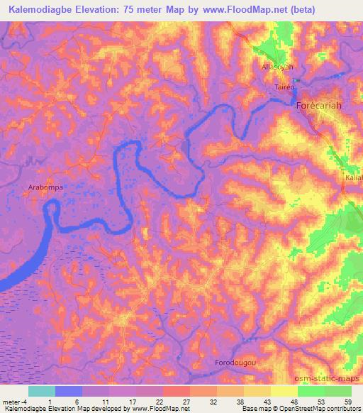 Kalemodiagbe,Guinea Elevation Map