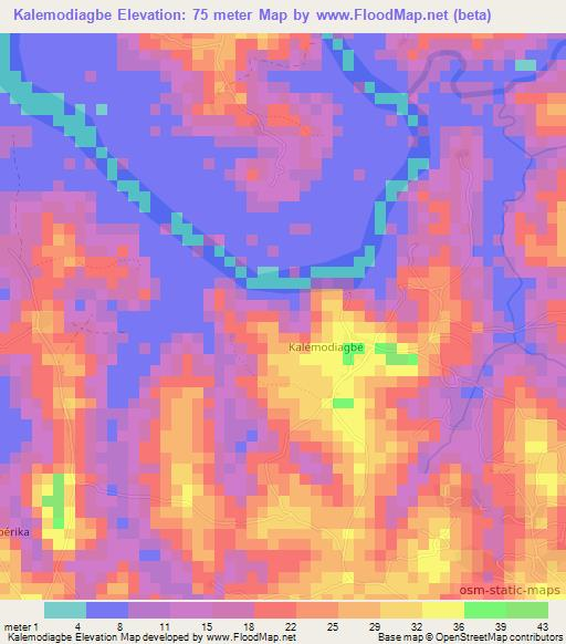 Kalemodiagbe,Guinea Elevation Map