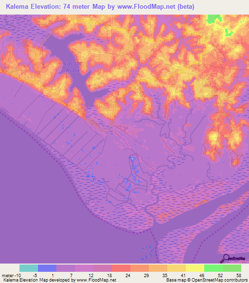 Kalema,Guinea Elevation Map